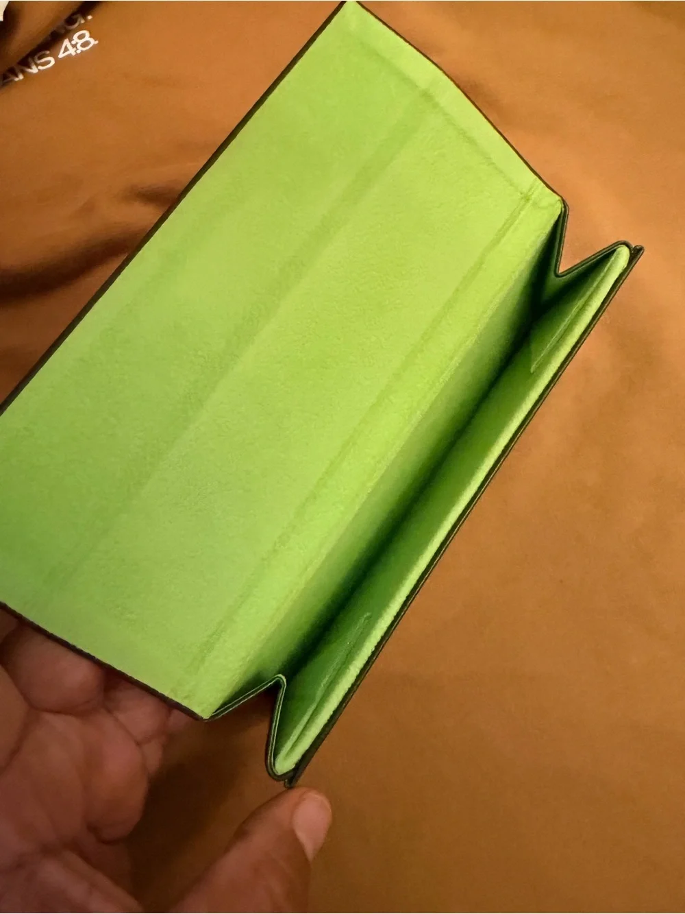 Longchamp Green eye glass case  with Embossed b Logo